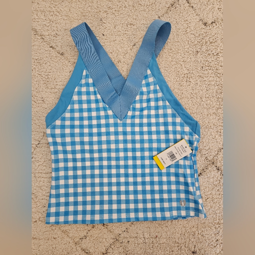 $84 Medium Eleven Dreamers Criss Cross Midi Tank Top in Blue